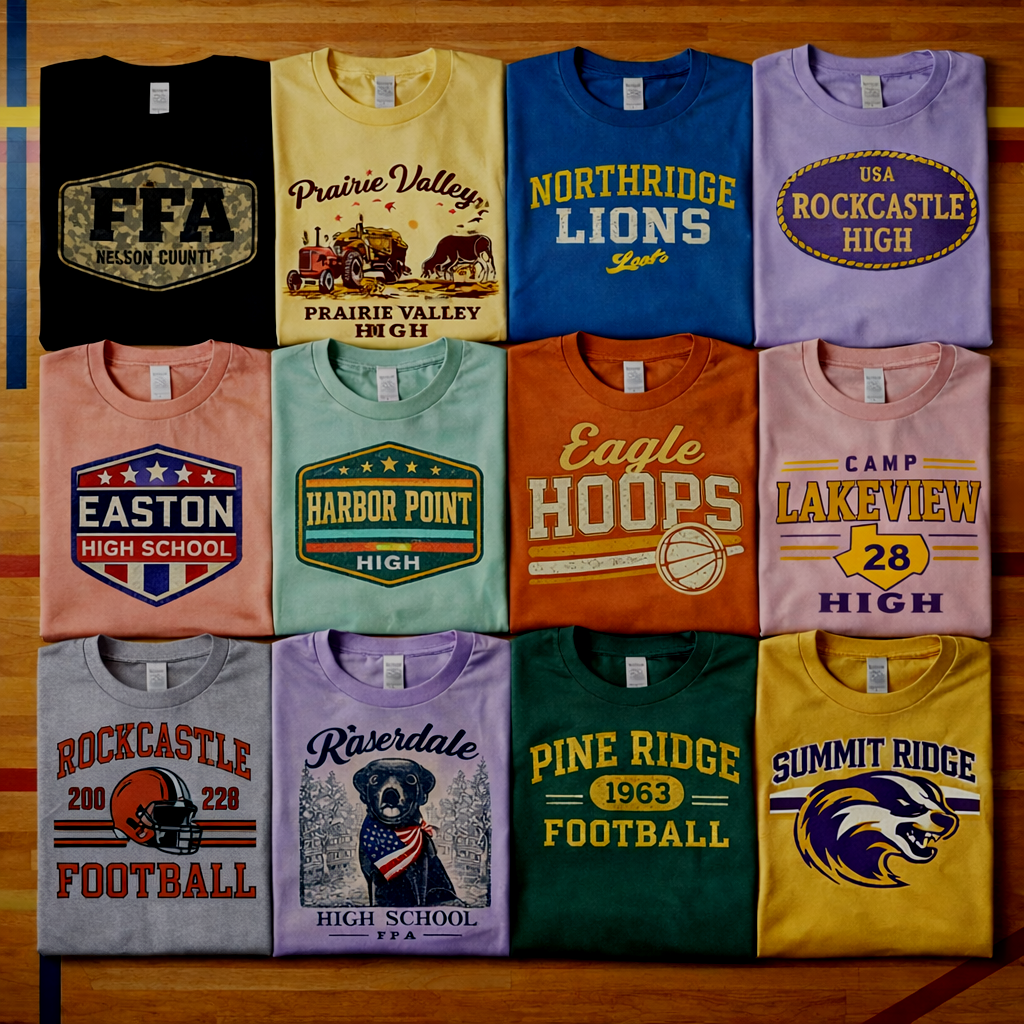 Pre-made tee designs collage